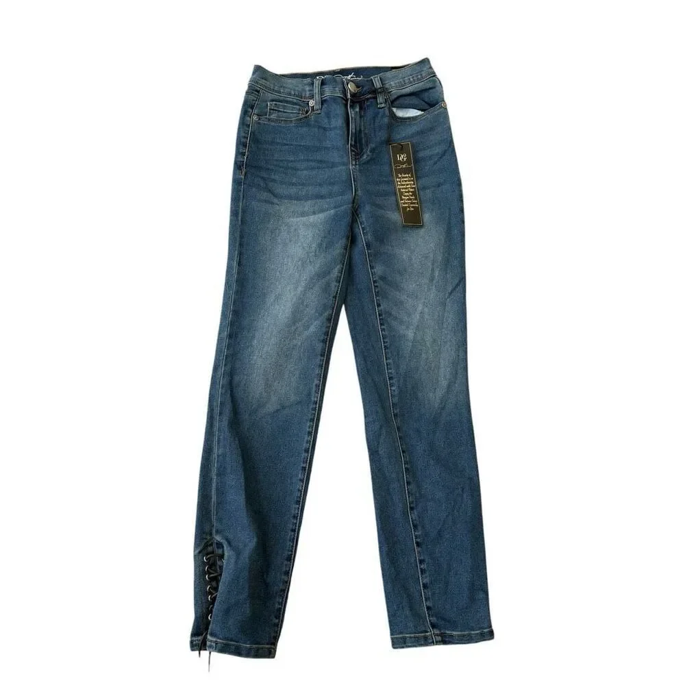 DG2 by Diane Gilman Laced Hem Skinny Jeans size 0 NWT - Picture 3 of 8